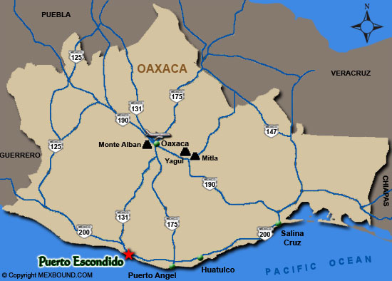 Map of Puerto Escondido Mexico